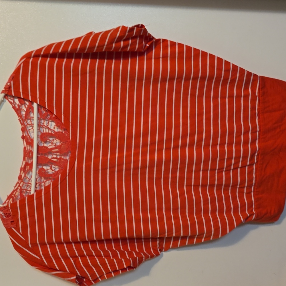 Orange and White Striped Top